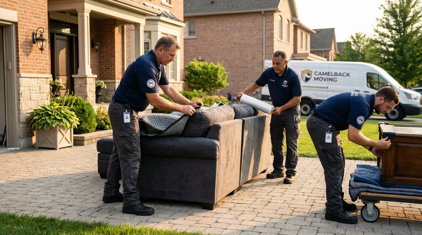 Large estate moving crew wrapping furniture in Fort Stockton, TX