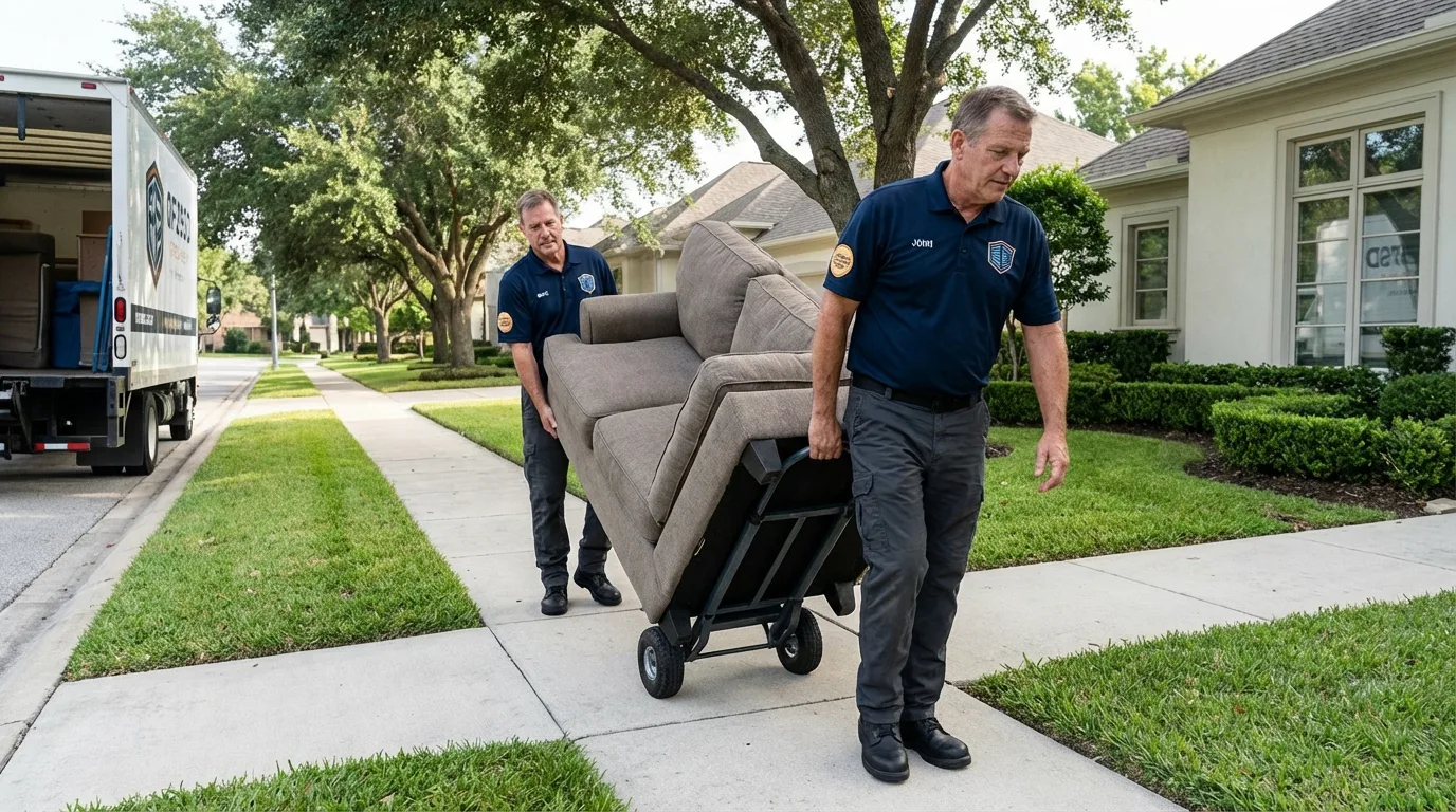 Local residential moving crew loading furniture in Fort Stockton, TX
