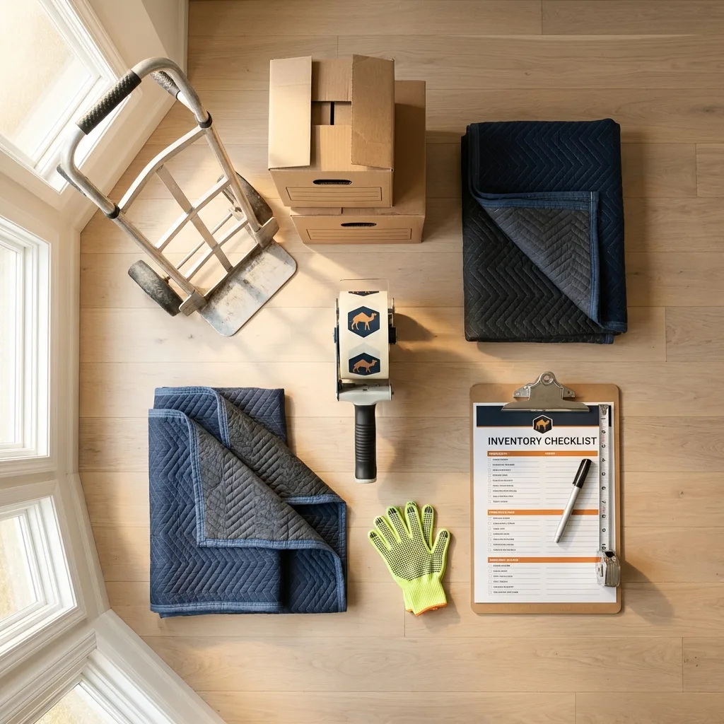 Professional moving supplies and packing materials layout for Fort Stockton residential relocations